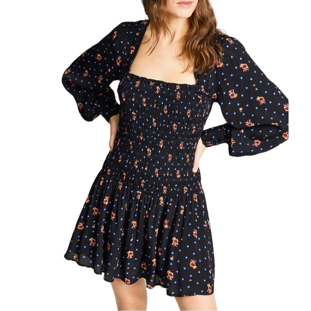 FREE PEOPLE 'Two Faces' Floral Print Mini Dress. Size Medium